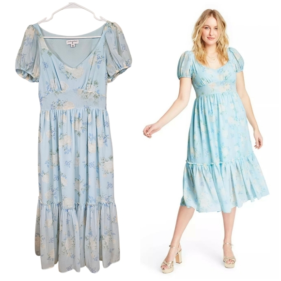 LoveShackFancy × Target Collab Floral Sophia Chiffon Floral Midi Dress - Picture 1 of 10